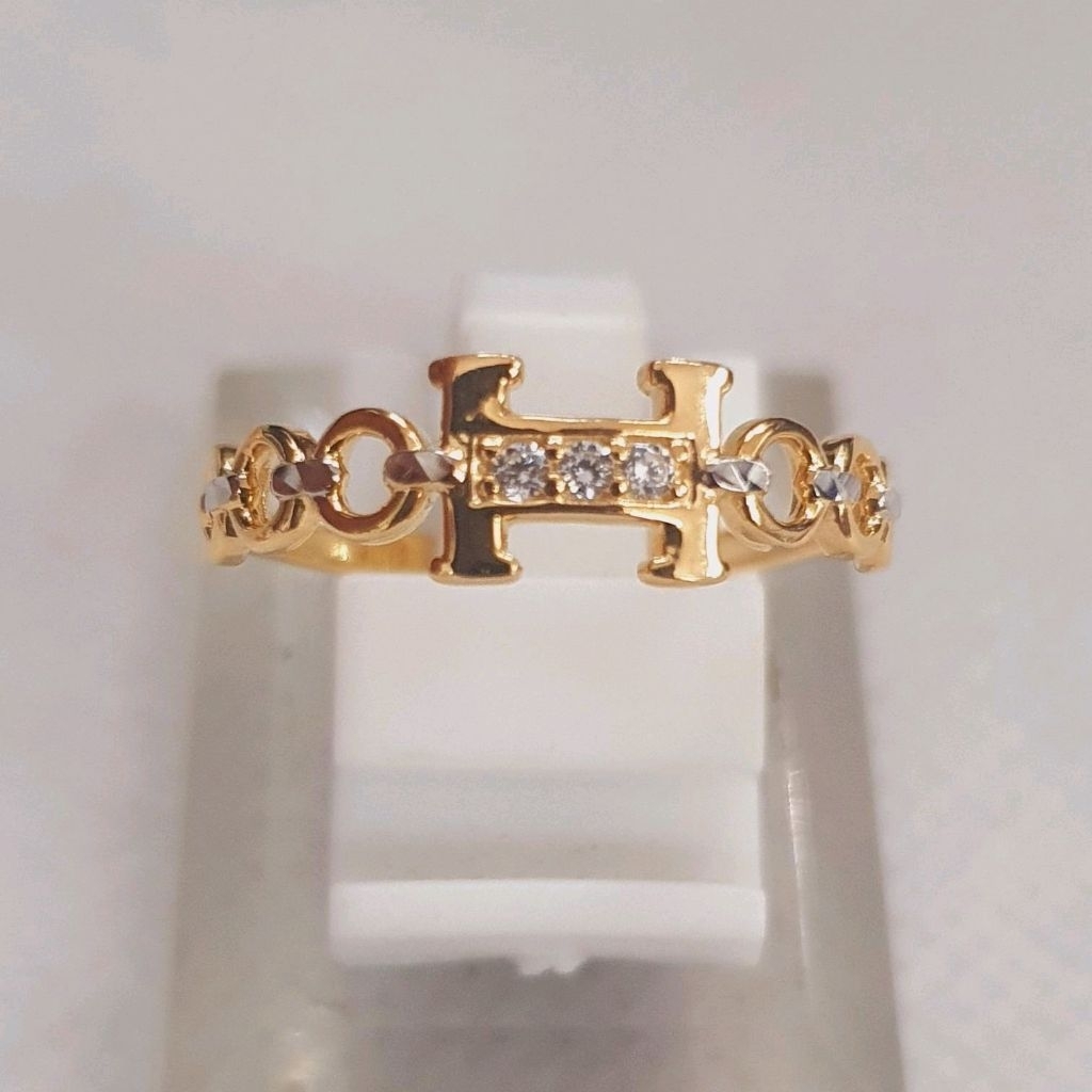 cincin huruf H model ad mata variasi emas 70% 700 70 % 16k
