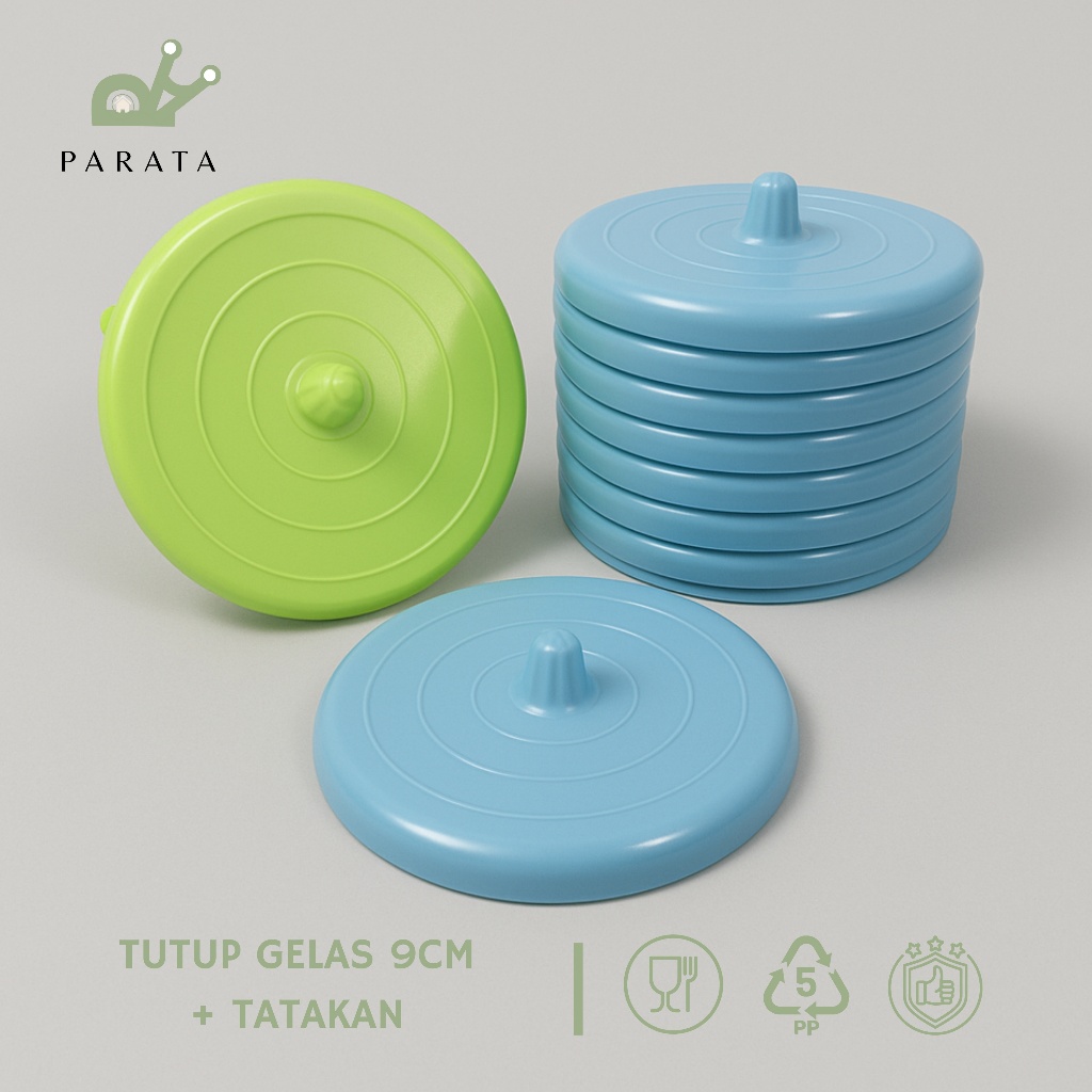 PARATA 6PCS Tutup Gelas + Tatakan Gelas 9CM Penutup Gelas Tempat Gelas Plastik
