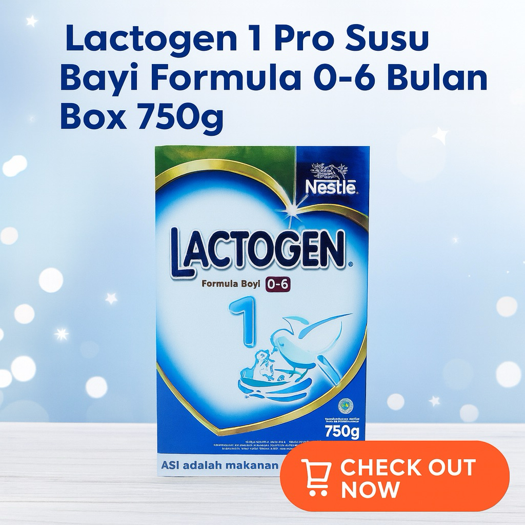 Lactogen 1 Pro Susu Bayi Formula 0-6 Bulan Box 750g – Formula Lanjutan untuk Bayi Baru Lahir