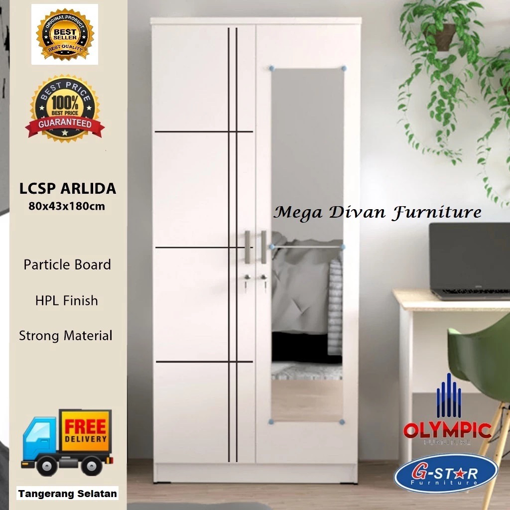 Lemari Pakaian Olympic Minimalis + Kaca