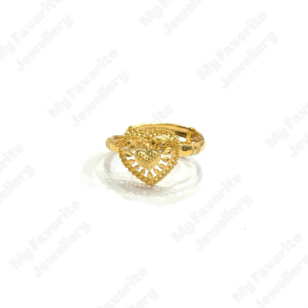 Cincin Love Adjustable Kerawang Emas Asli Kadar 875 20K