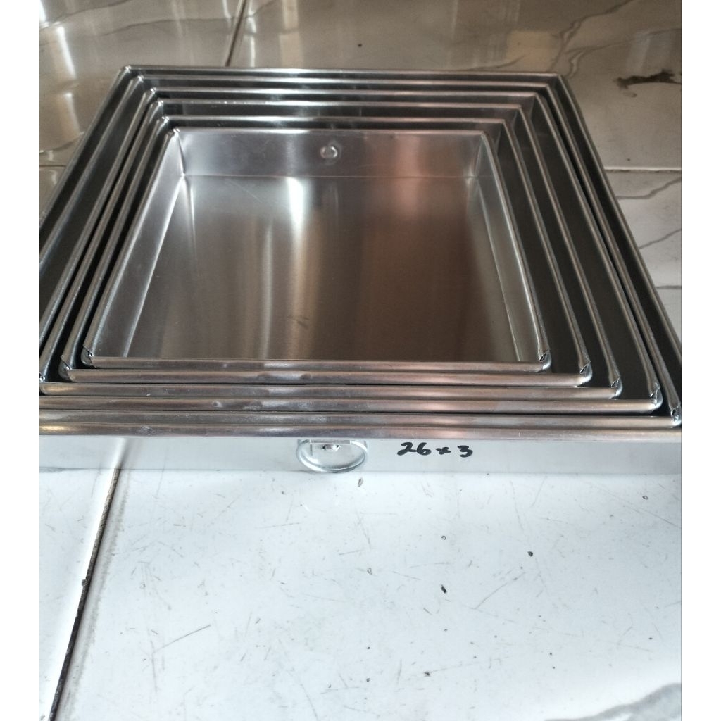 LOYANG PERSEGI KUE KERING UKURAN 30X30X3 , 28X28X3 , 26X26X3 , 24X24X3 , 22X22X3 , 20X20X3 , 18X18X3