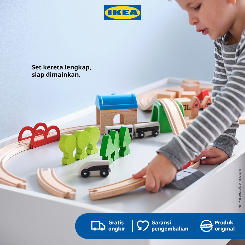 IKEA LILLABO Set Mainan Kereta dengan Rel Isi 45pcs