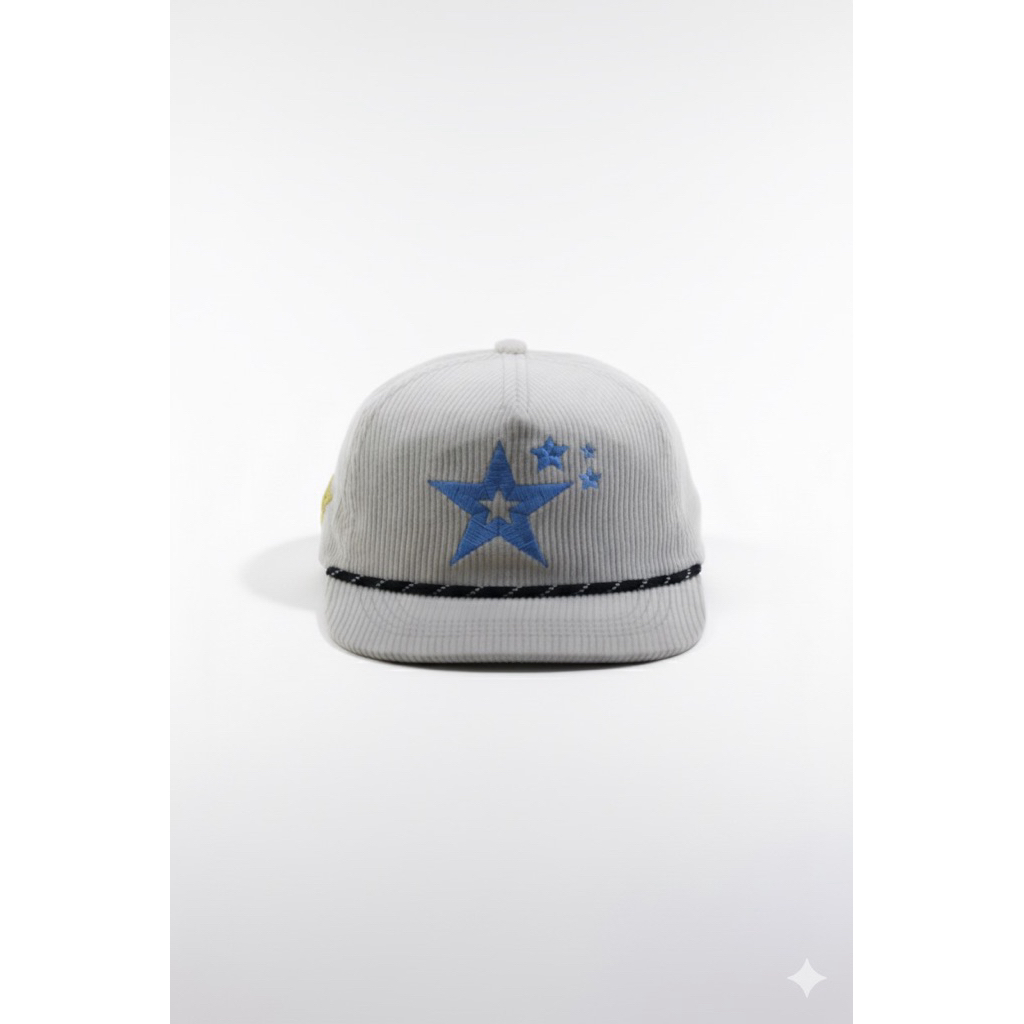 topi ropehat bahan full korduroy bintang4 crem topi skena