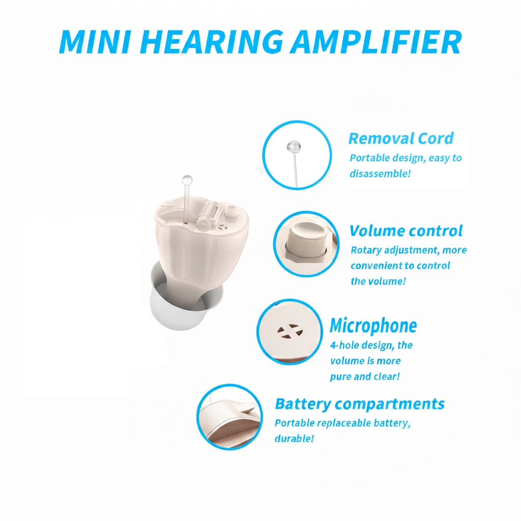 Super Mini CIC Hearing aid Alat Bantu Dengar Telinga Amplifier + 5 Level Volume