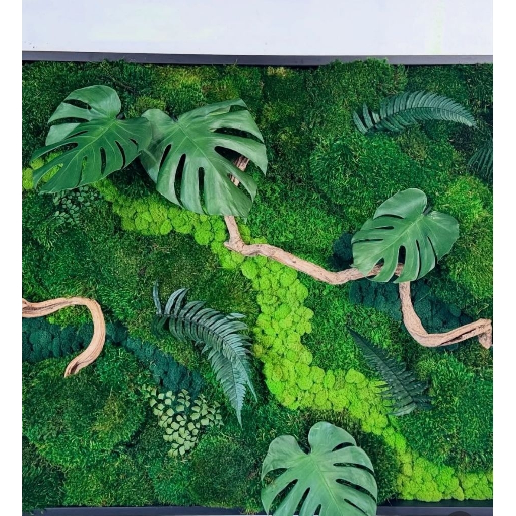 vertical garden artificial moss art rock wall dekorasi aviary mini