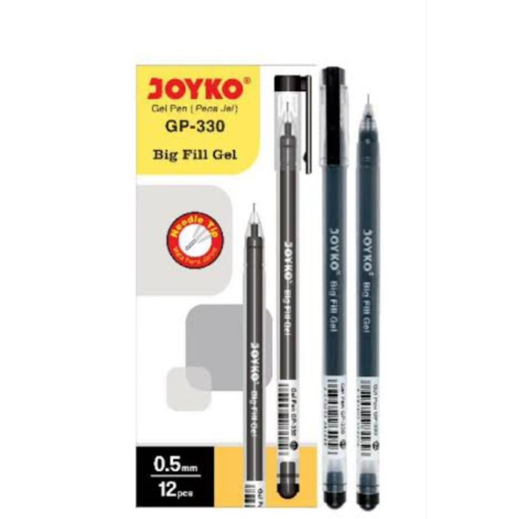 

Pulpen Gel Joyko GP 330 Big Fill Gel warna hitam isi 12pcs