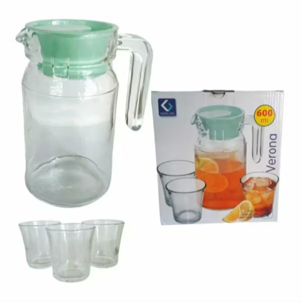 Water jug pitcher set/ pitcher set kaca/ water jug kaca set gelas merk nannos