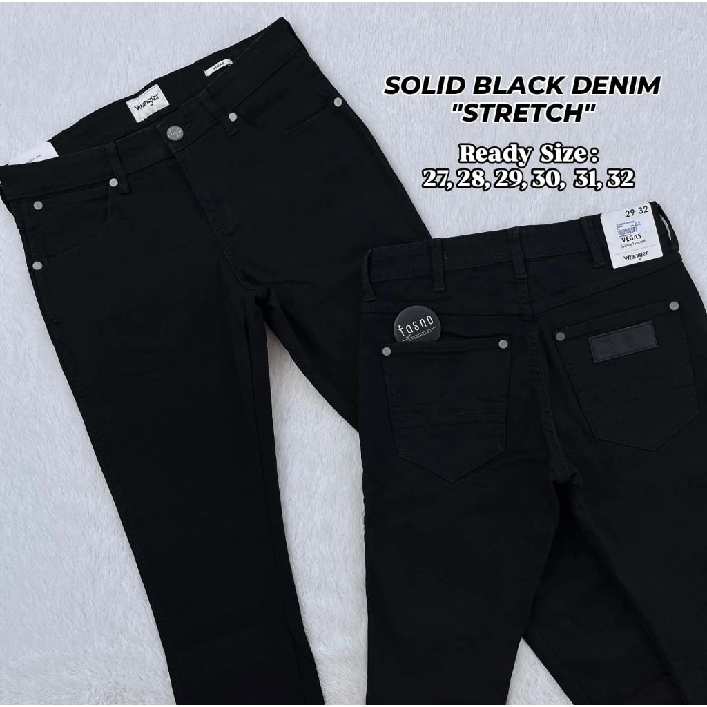 [[NEW & ORIGINAL]]  Wrangler VEGAS Stretch, SOLID BLACK Denim. C05A24.