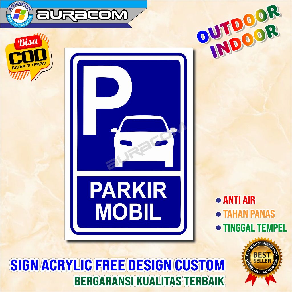 

Papan Rambu Parkir Mobil Acrylic Sign Papan Penunjuk Custom Design - B411