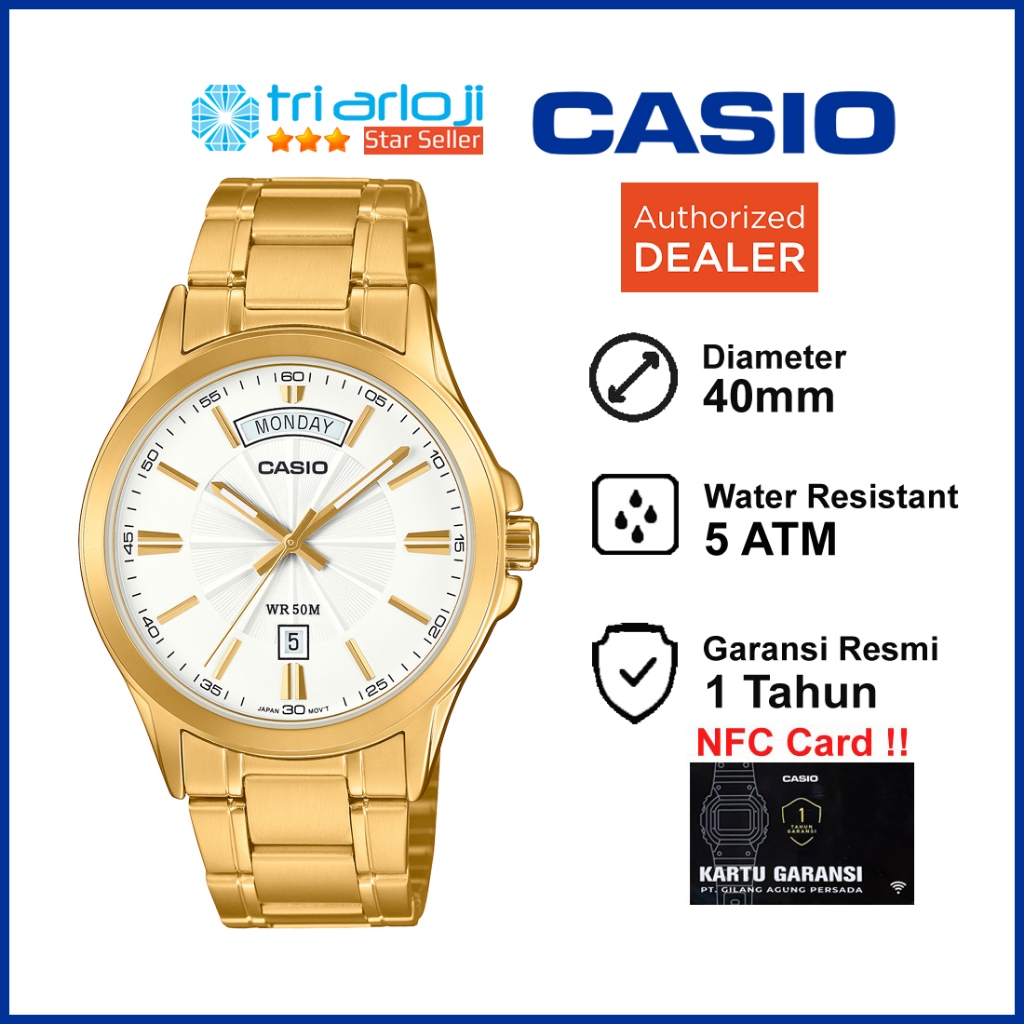CASIO MTP-1381GD-7AVDF Jam Tangan Pria Analog MTP-1381GD-7A MTP 1381GD 7AVDF MTP1381GD