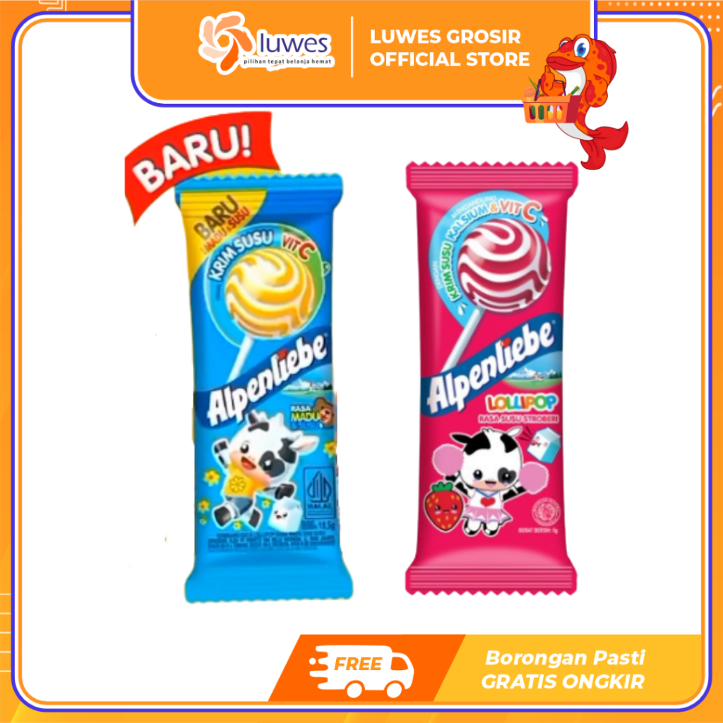 

[GROSIR] 1 PACK ISI (24 PCS) Alpenliebe Permen Lolipop Susu Madu/Strawberry Renceng Terlaris