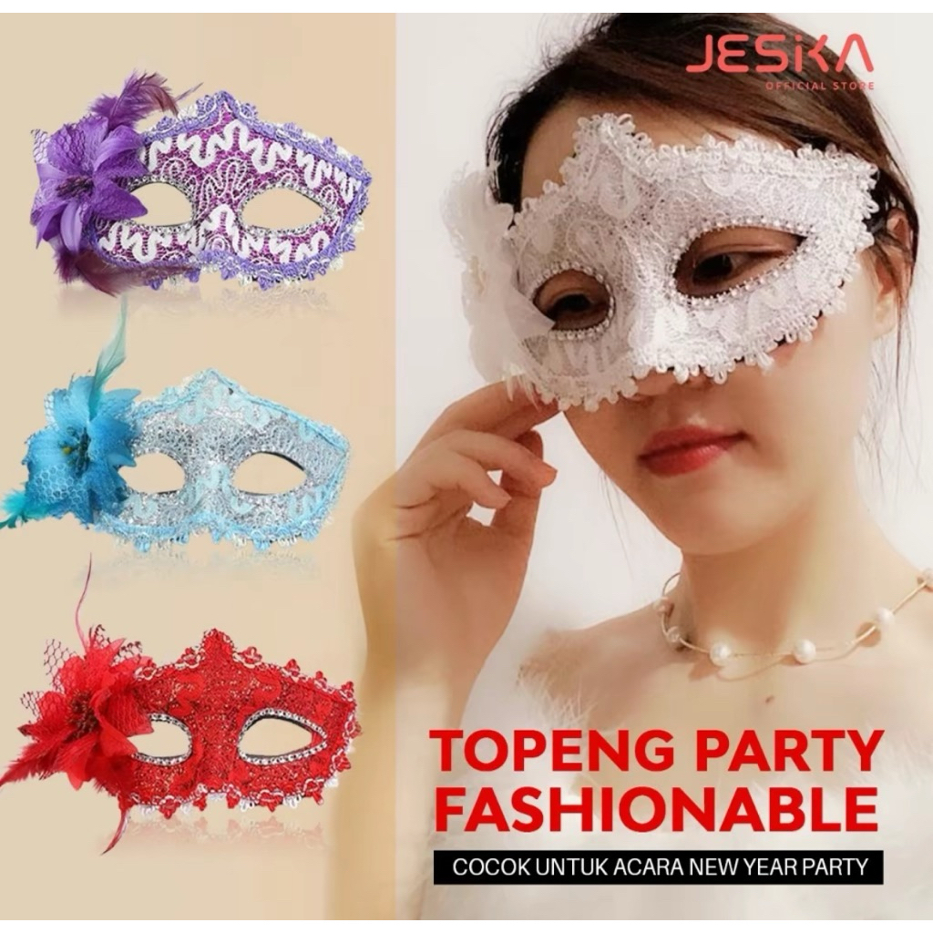 Topeng wajah mata pesta tahun baru mask cosplay halloween party wanita cewek dewasa cantik lucu kain