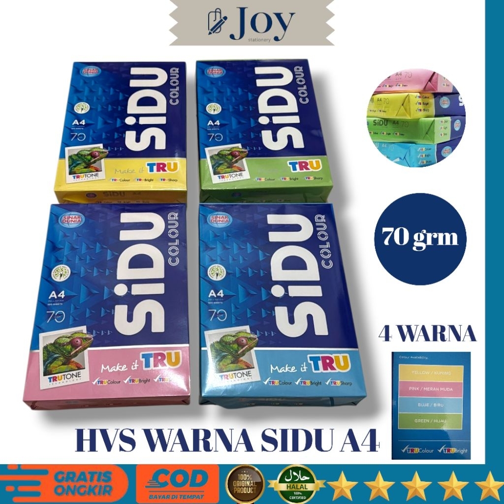 

Kertas HVS Warna A4 70gsm Isi 500 Lembar (1 Rim)
