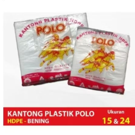 KANTONG PLASTIK POLO HDPE BENING UKURAN 15X24