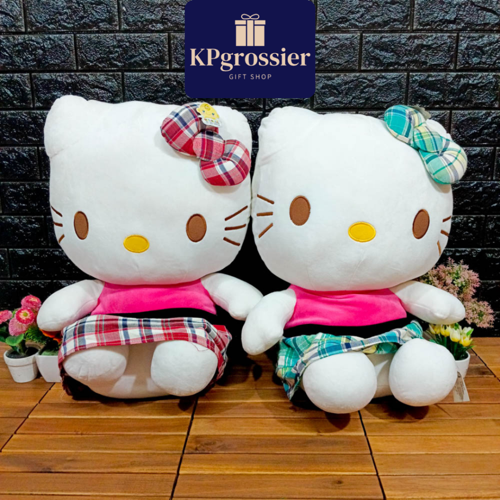 Boneka Hello Kitty Sanrio Lucu Jumbo Besar Baju Kotak 55cm