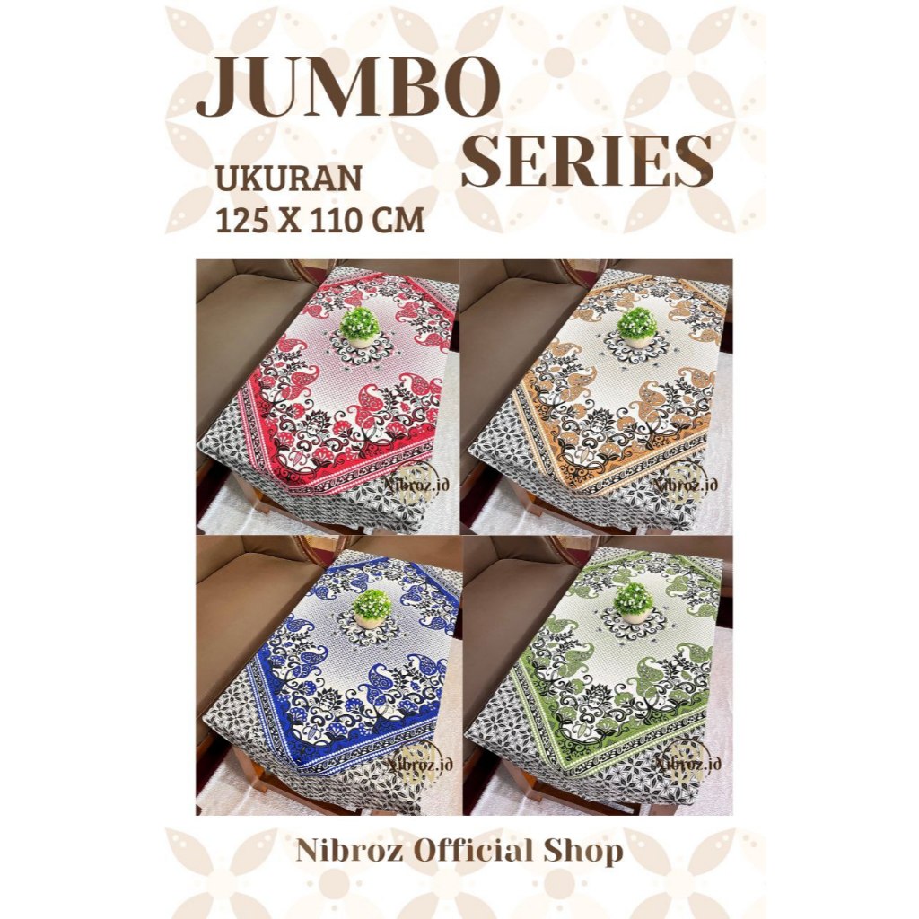 Taplak Meja Batik Raden Ayu Motif Tulis Segi Empat Ukuran Jumbo 125x110 cm