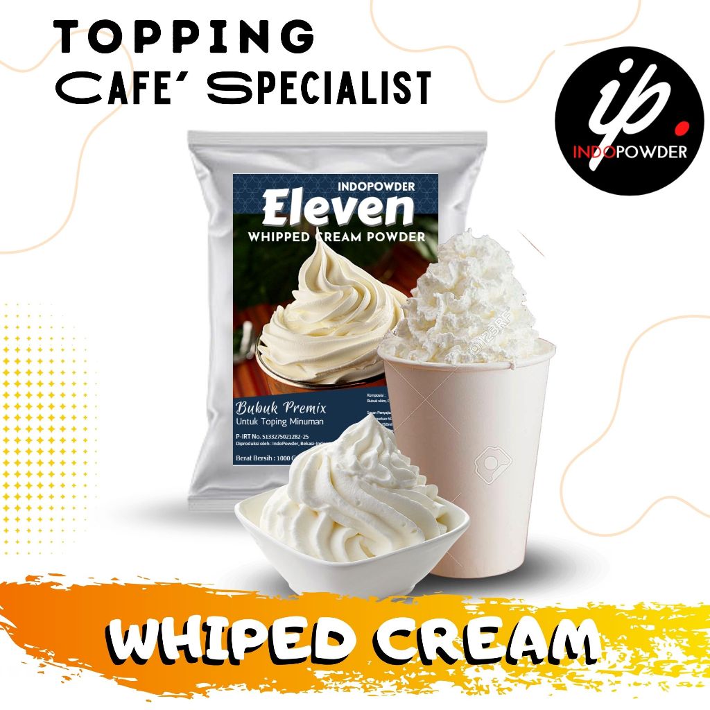 

Indopowder - Bubuk WHIPPED CREAM - WHIPED CREAM 1Kg untuk Topping Minuman Cafe, Waralaba dan Resto