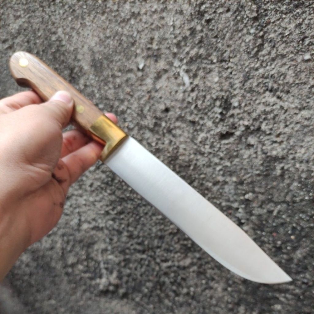 Pisau Fiedr Herder Constant Gagang Walnut PB. 7" + sarung kulit