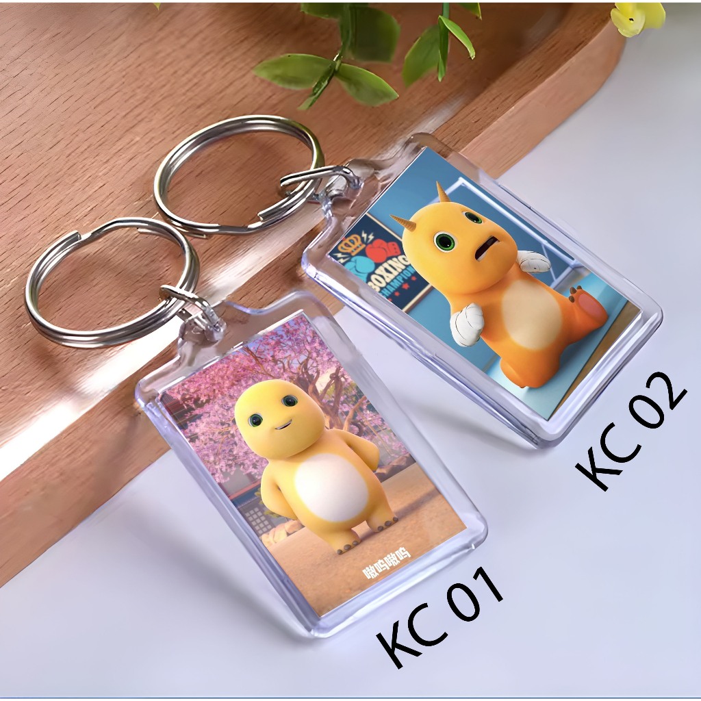 Keychain NALOONG DINO KUNING - Ganci ANIMASI - Gantungan Kunci -  NALOONG DINO KUNING