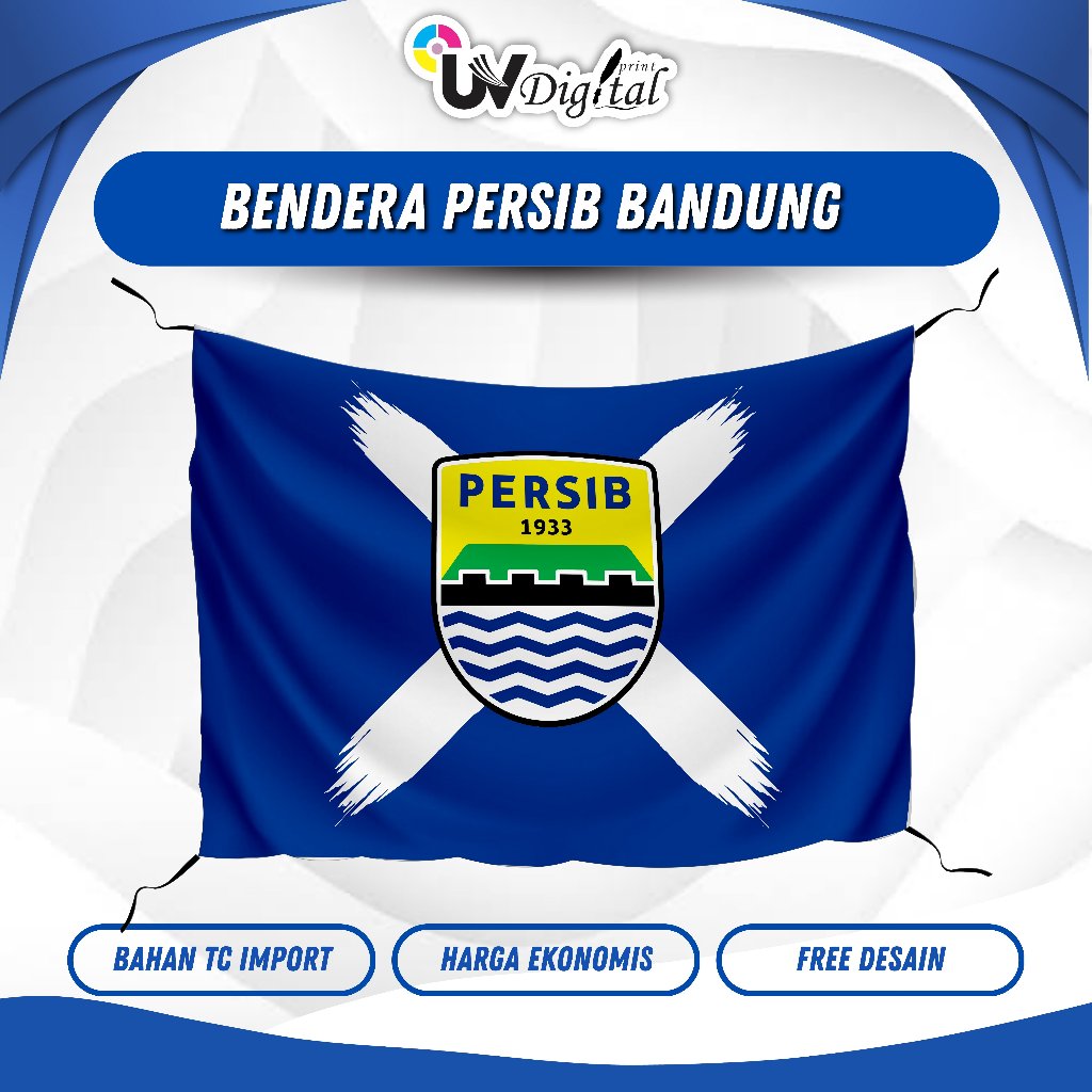 Bendera Persib Bandung | Bendera Ultras | Mini Flag Persib FREE DESAIN