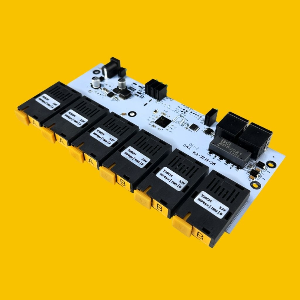 htb tarmoc 6 fo 2 lan 5-24Volt POE-IN Media Converter Switch PCBA FO 6 SC and 2 RJ-45 10/100Mbps, SC