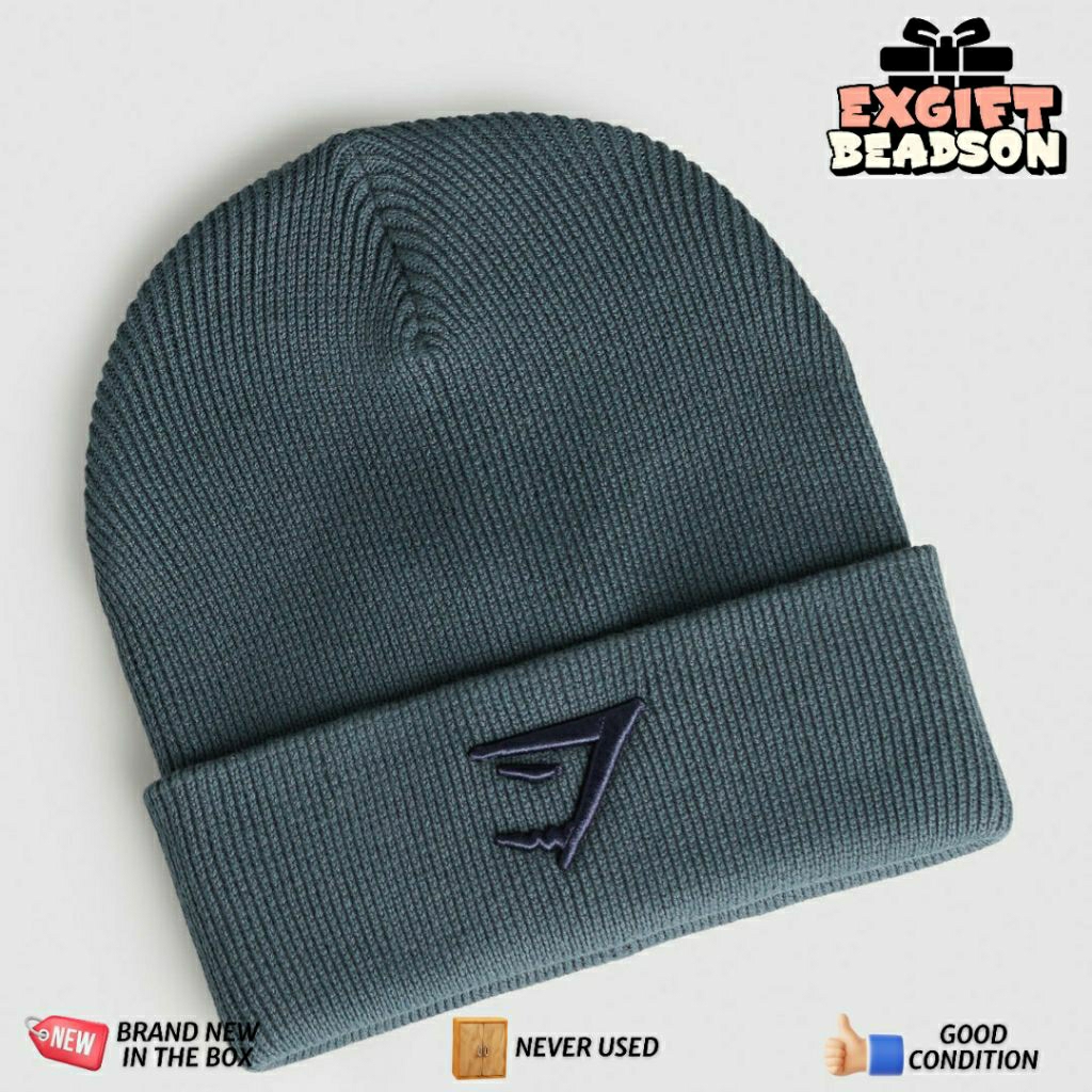 Gymshark Hoodie Original Beanie Denim Teal Topi Kupluk Bisa Nego