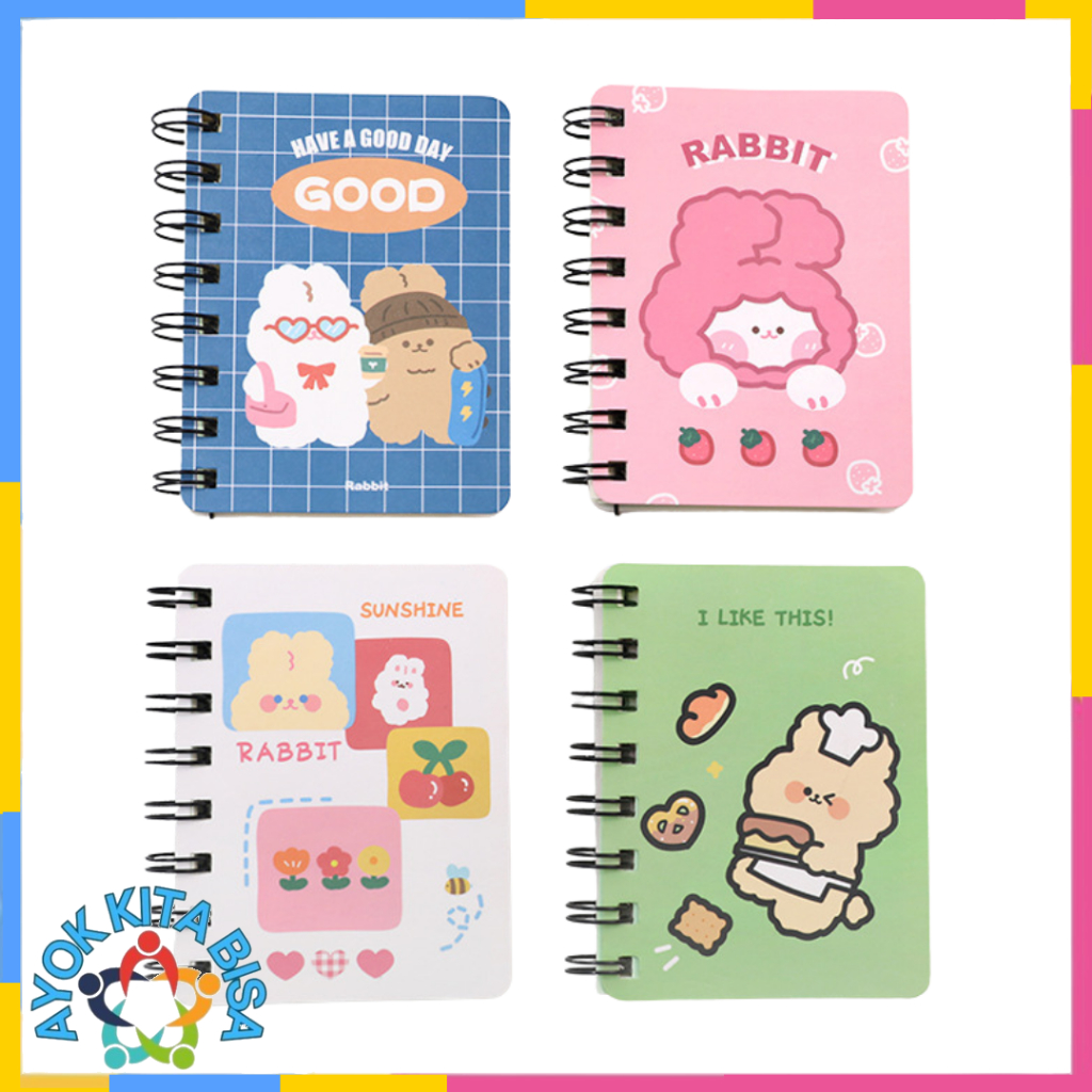 

AKB Notebook Ring Motif Kartun Buku Catatan Memo Spiral Buku Tulis Mini Binder Karakter Murah