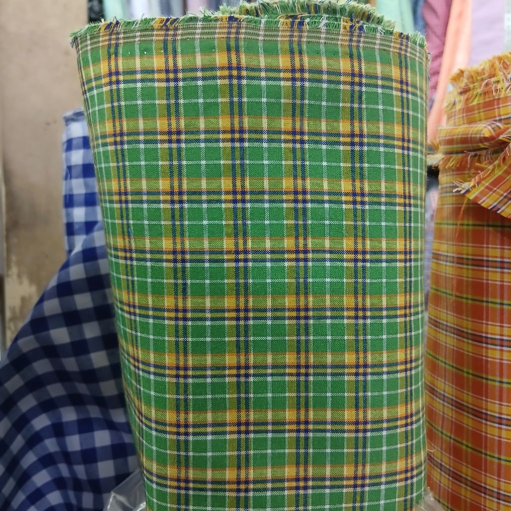 COD Kain bahan katun polyester premium / kain katun kotak kotak seragam sekolah
