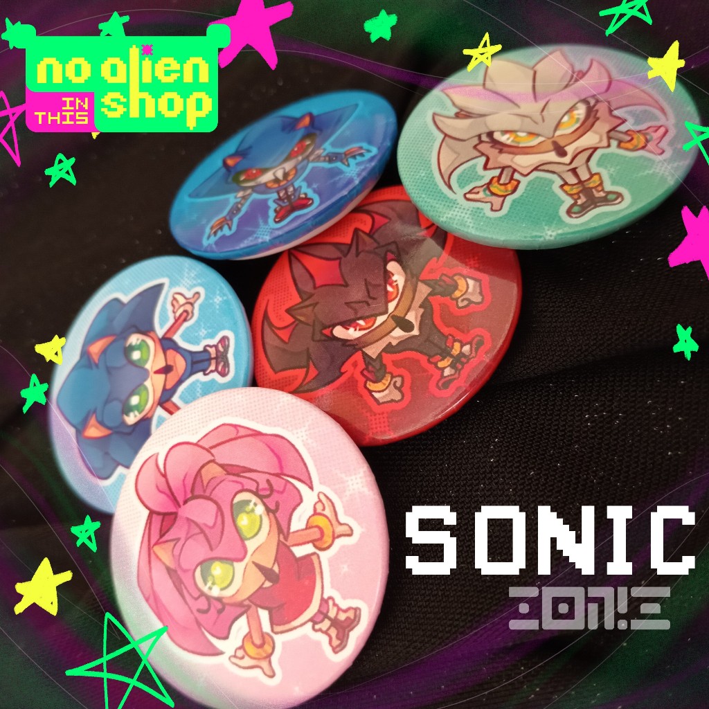 Sonic the Hedgehog Fanmerch | Button Pin Sonic / Shadow / Silver / Amy / Metal Sonic