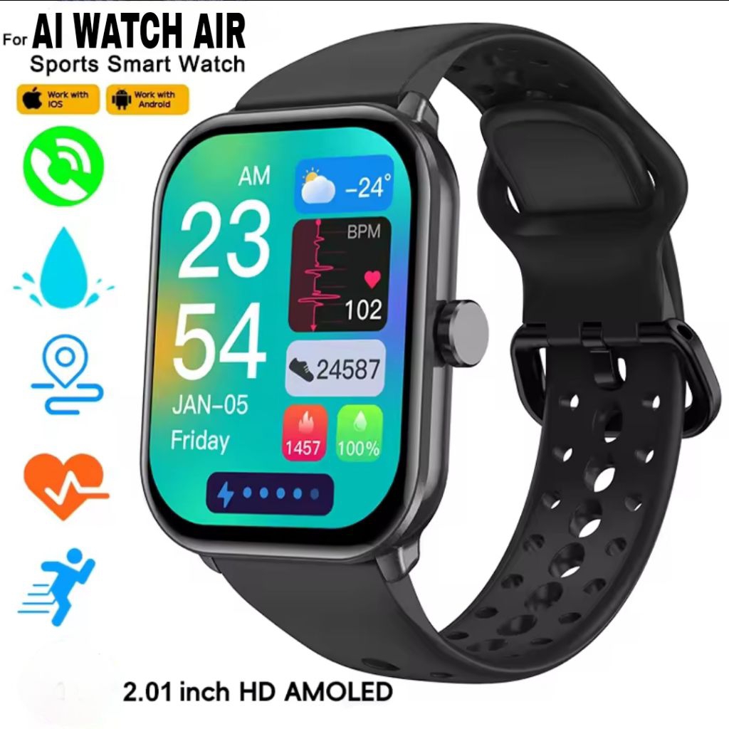2025 new.. ❰AI WATCH AIR❱ jam tangan hp android smartwatch multimonitor jam mengukur denyut jantung 