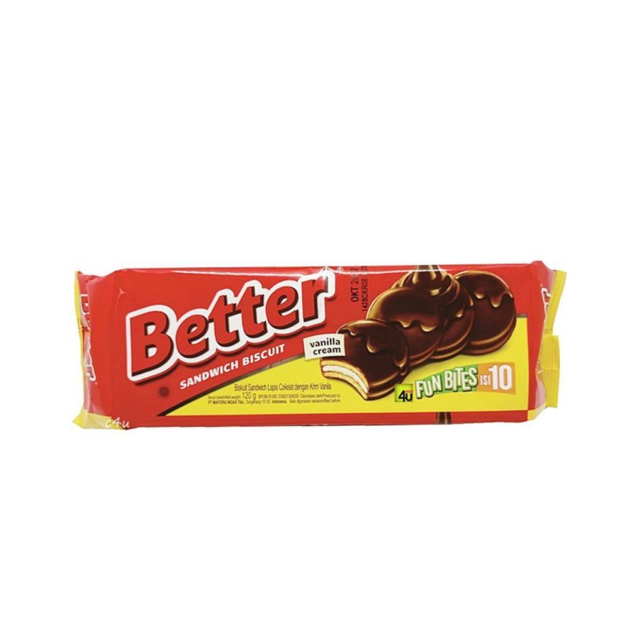 Better Sandwich Biscuit Fun Bites Vanila Sandwich Biscuit 100gram