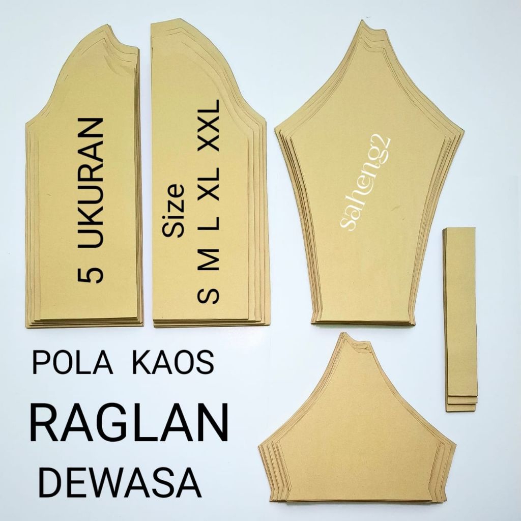 POLA KAOS RAGLAN DEWASA SATU SET ISI 5 UKURAN SIZE S M L XL XXL