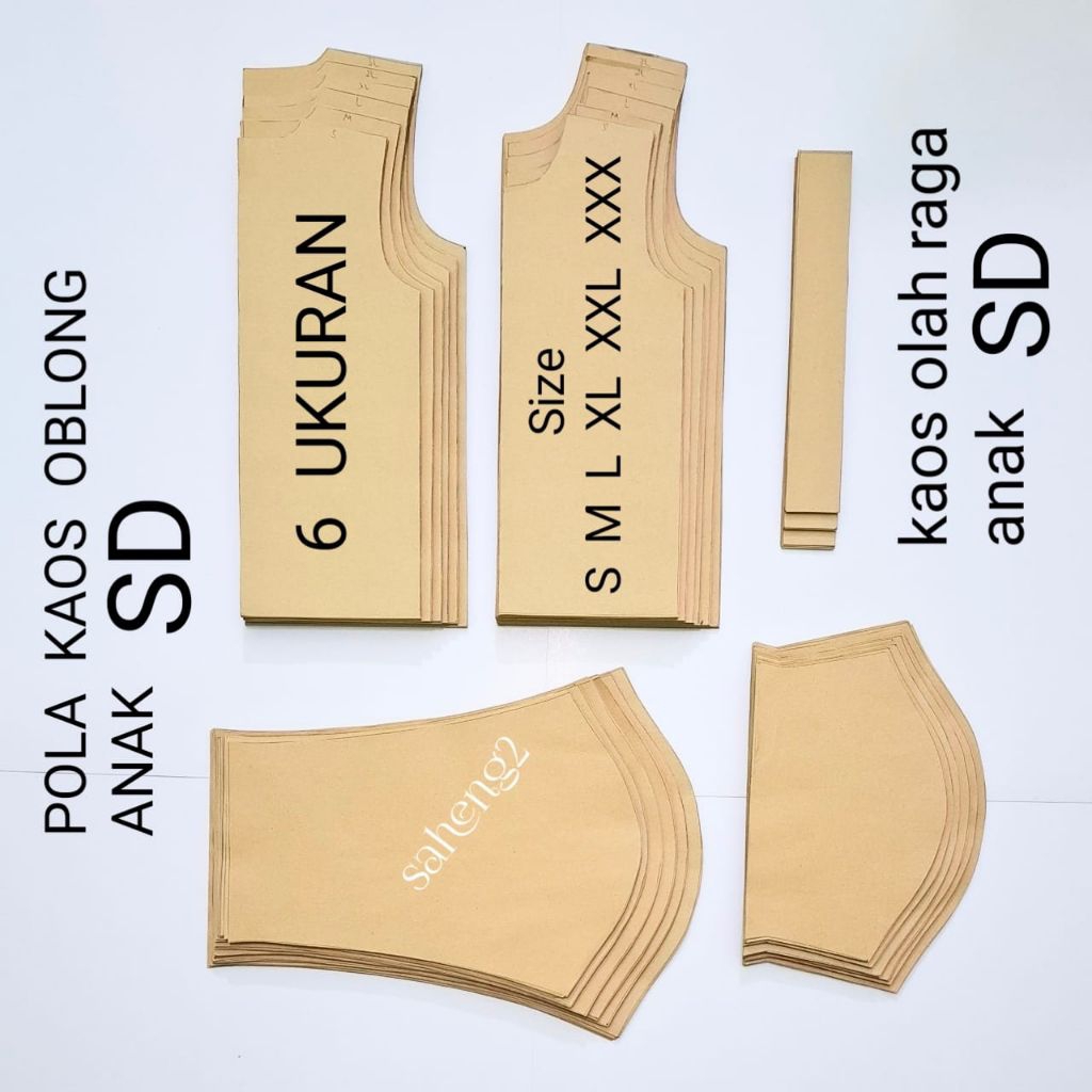 Berkah_Seratus Pola Kaos Oblong Anak Sd /Pola Kaos Olahraga Anak Sd Satu Set Isi 6 Ukuran Size S M L