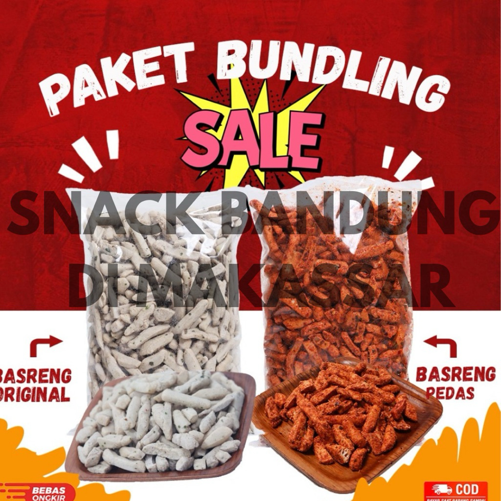 

Basreng Daun Jeruk Bundling 500gr Pedas + 500gr Original Crispy Snack Gurih