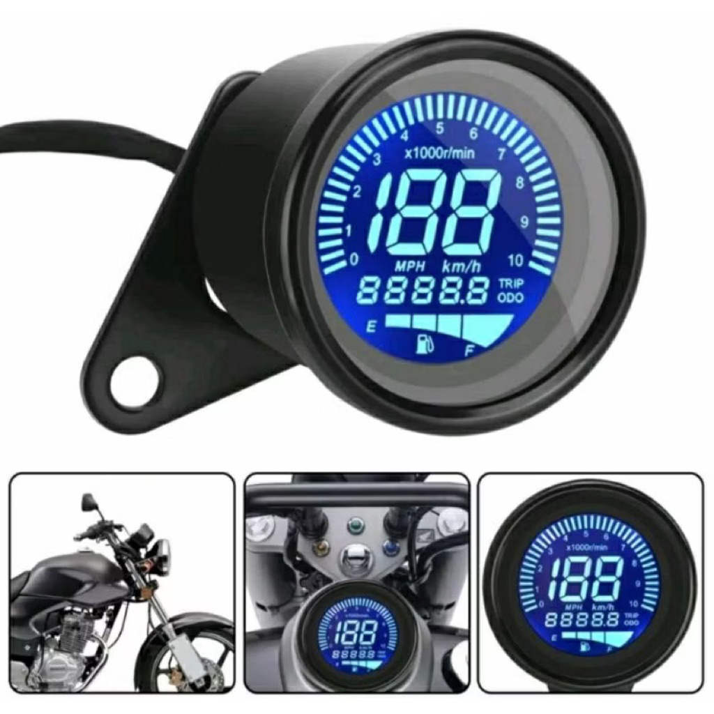 Speedometer Kilometer Komplte Dgital Bulat Rxking cb Tiger Ninja Vixion Tiger Dll Costom universal