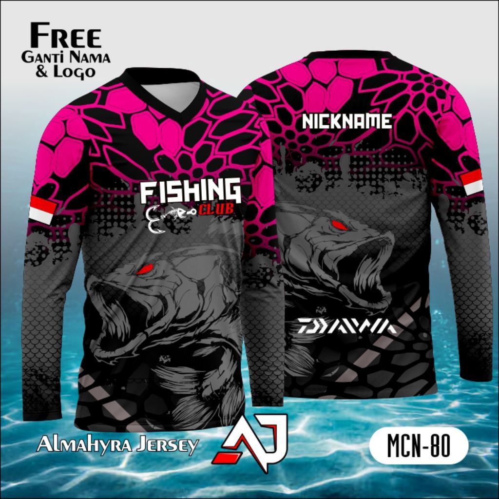 jersey mancing Fishing Club lengan panjang Full printing sublim/jersey mancing/jersey snakehead,Free