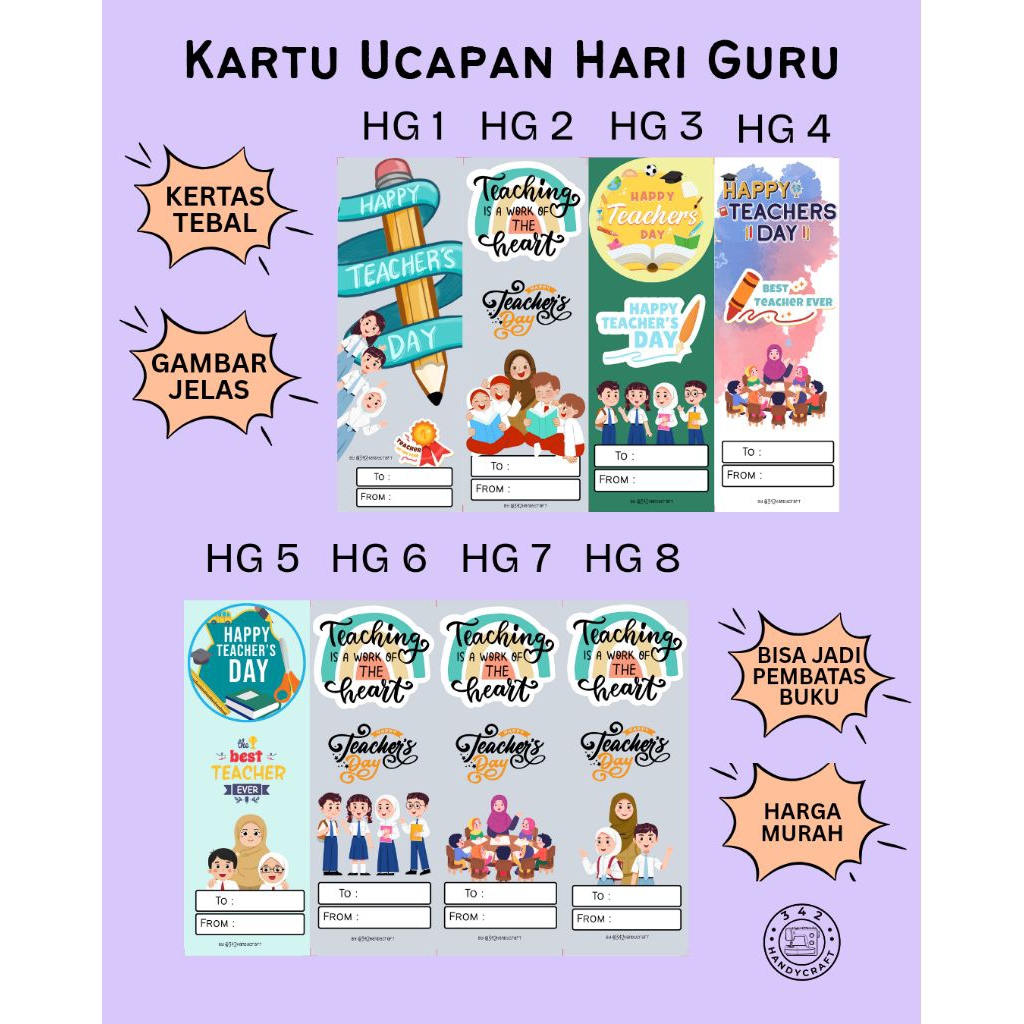 Best Seller Kartu Ucapan Hari Guru | Pembatas Buku | Hadiah Hari Guru | HAPPY Teacher Day | Kartu Uc