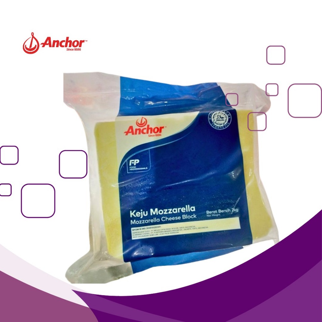 Anchor Mozzarella Block / Keju Mozzarella 2 Kg Premium Cheese