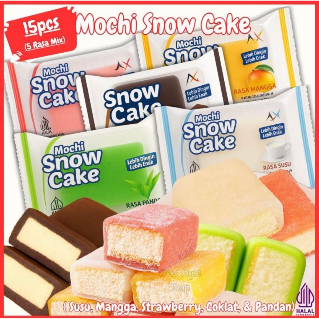 

MOCHI SNOW CAKE BELI 14 GRATIS 1 MIX RASA Strawberry, mangga, cokelat, pandan & susu / osmantus cake / snow cake / moci lembut isi bolu