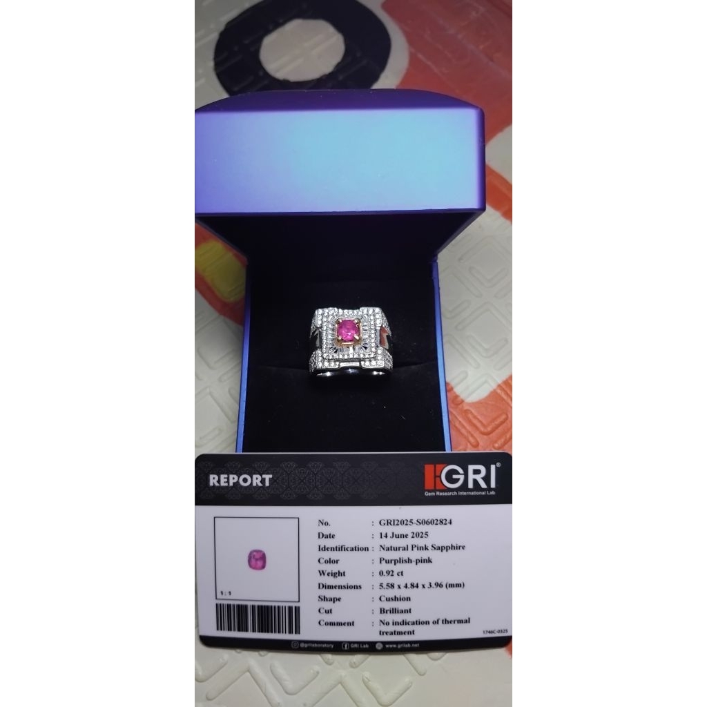 natural pink safir memo GRI