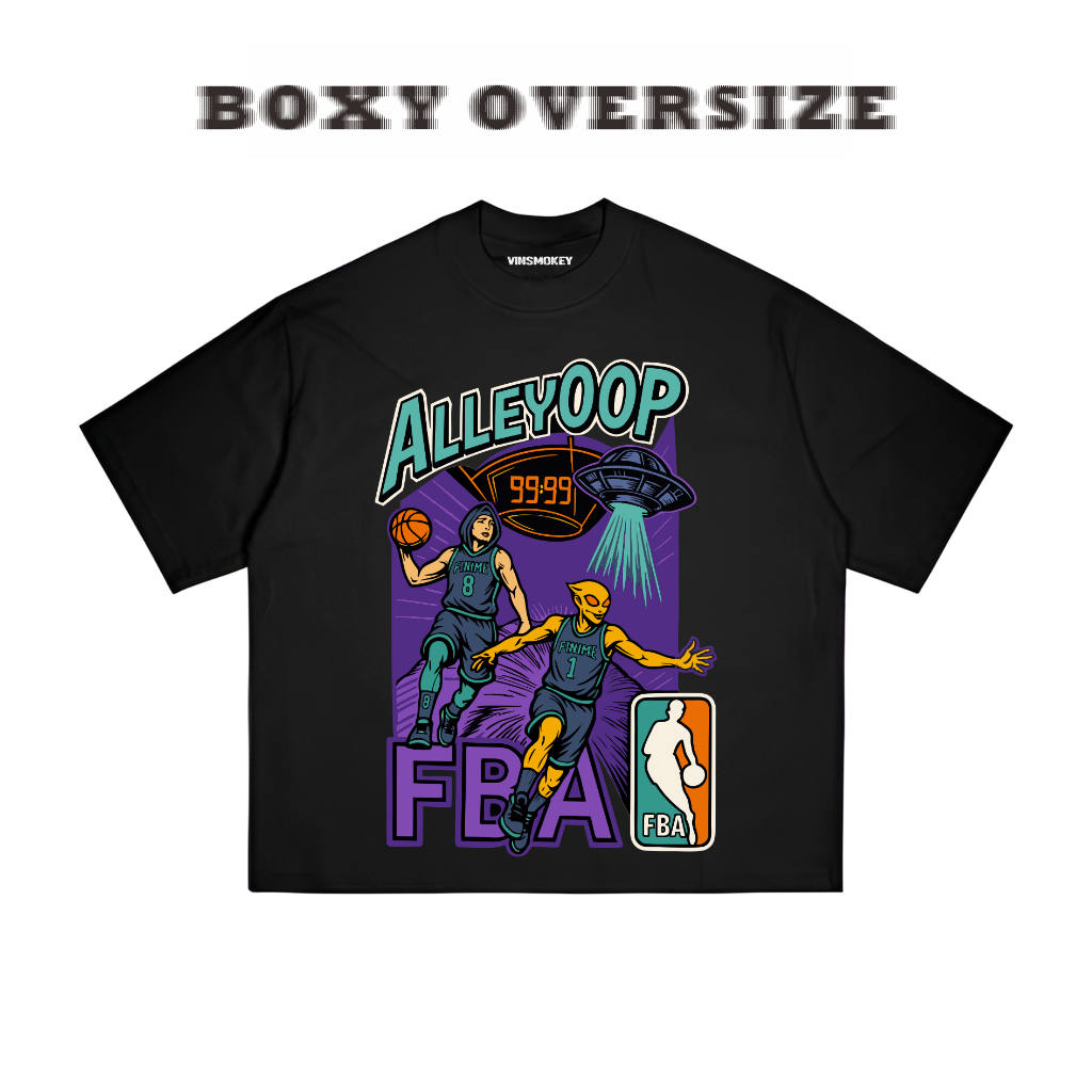 Vinsmokeytees - Tshirt Boxy Oversize Alleyoop Fba Design Kaos Hitam Pria Wanita