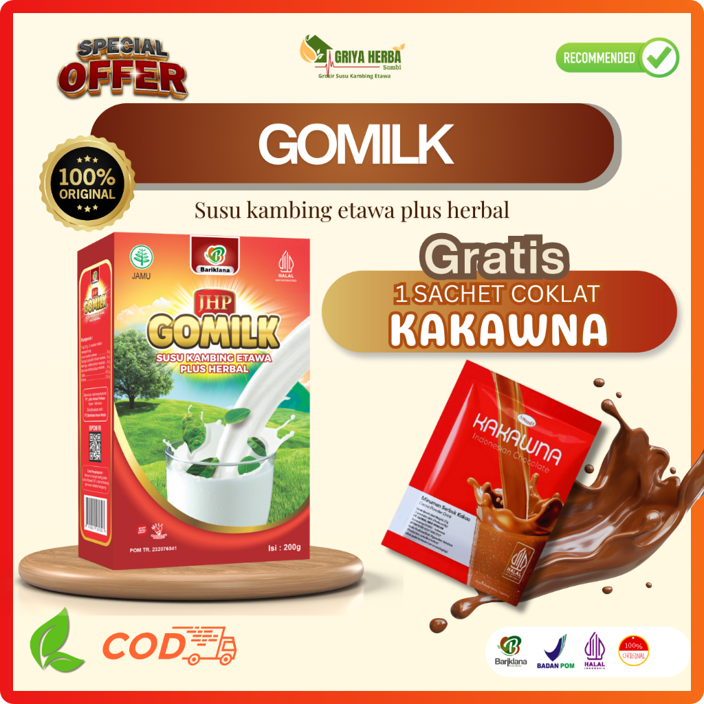 

GOMILK Susu Kambing Etawa Plus Herbal 200gr Free Minuman Sachet Coklat Kakawna