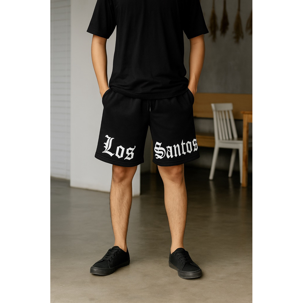 Blondey Boxer Los Santos Black Fleece Hitam Kolor Shorts
