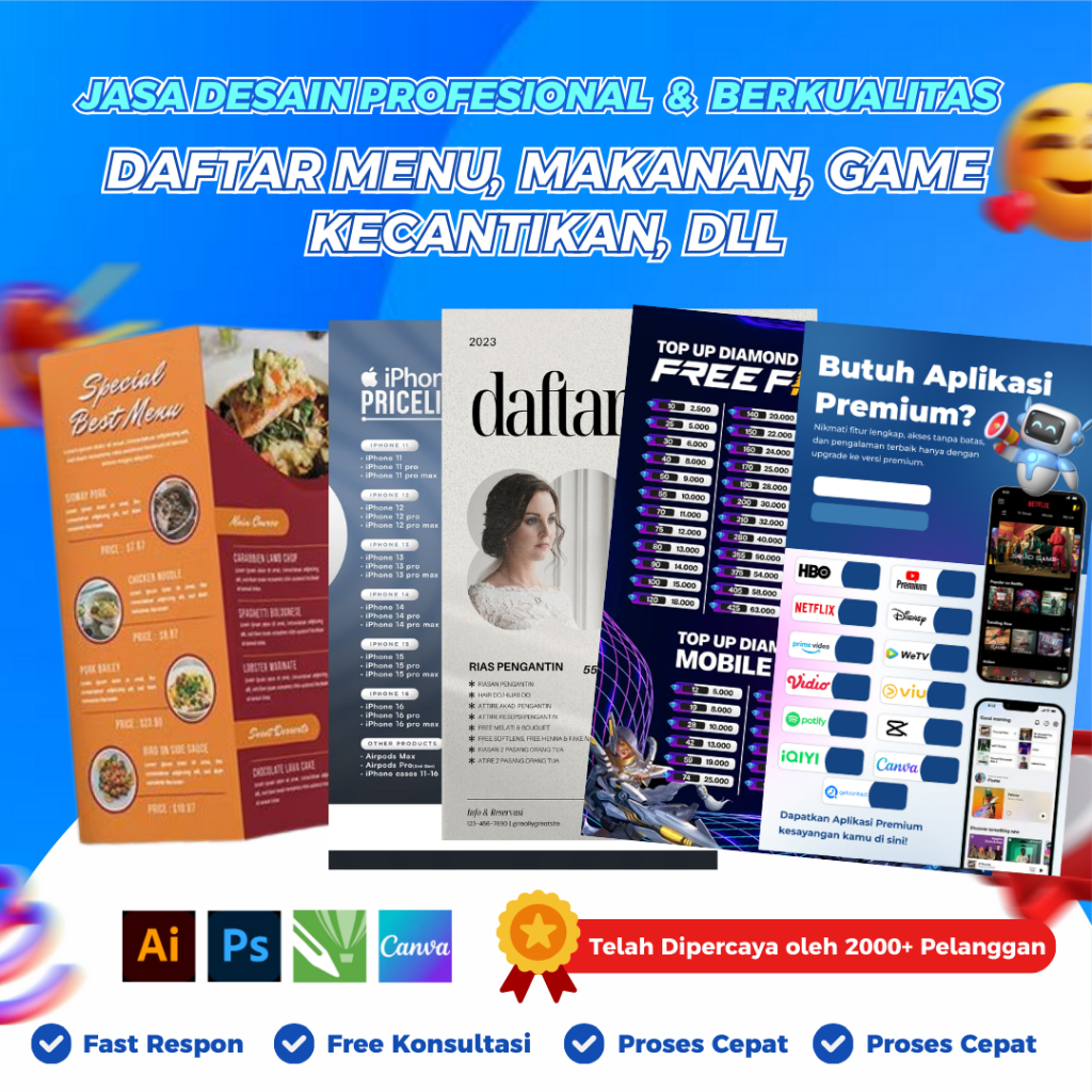 Jasa Desain Daftar Menu | Desain Price List | Desain Menu Makanan dan Minuman
