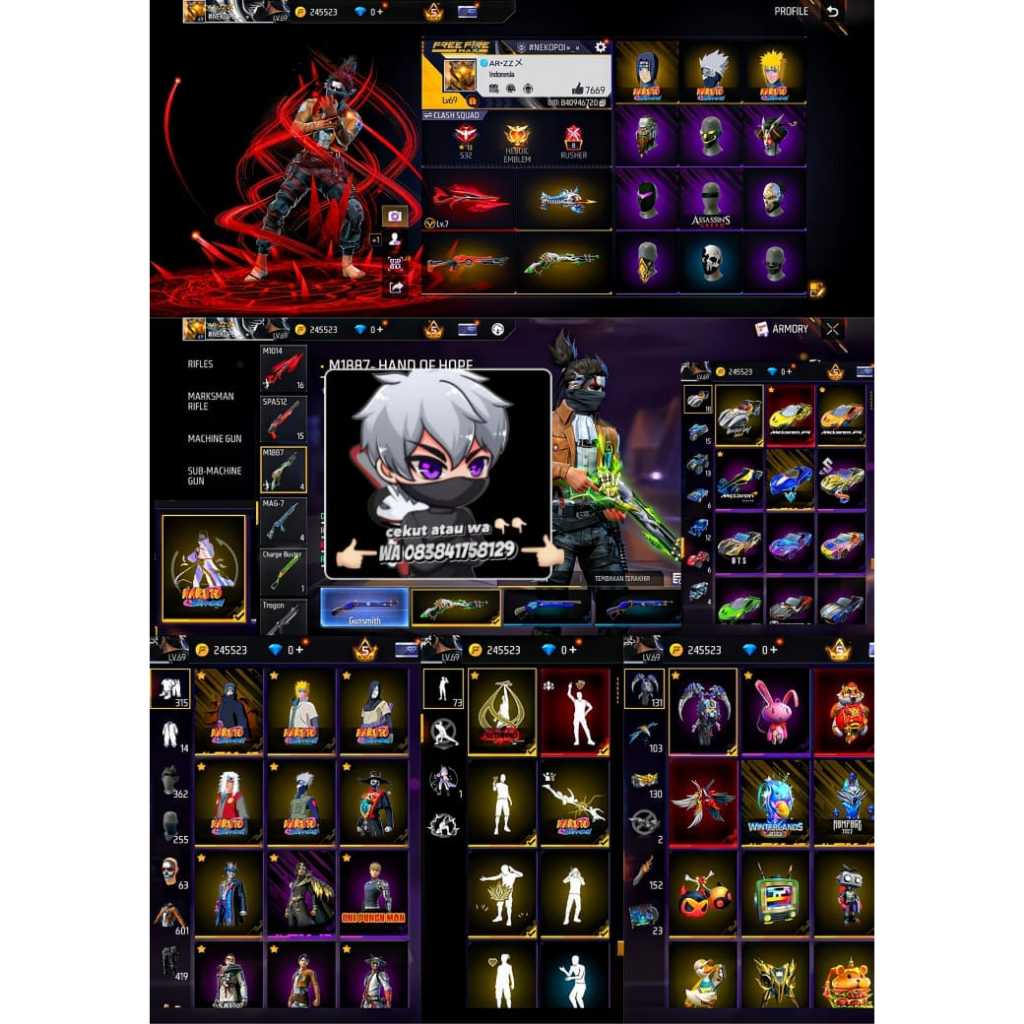 Sedia akun ff.promo edisi terbatas akun sultan