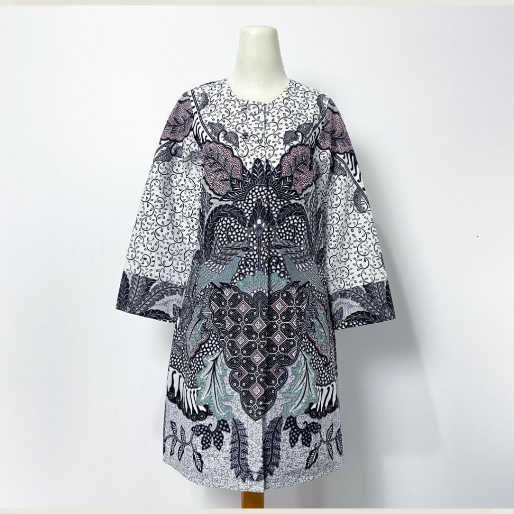 Batik Trikot Biron Tunik Atasan Batik Wanita Premium Lapis Full Trikot Model Lengan Panjang Katun Bu