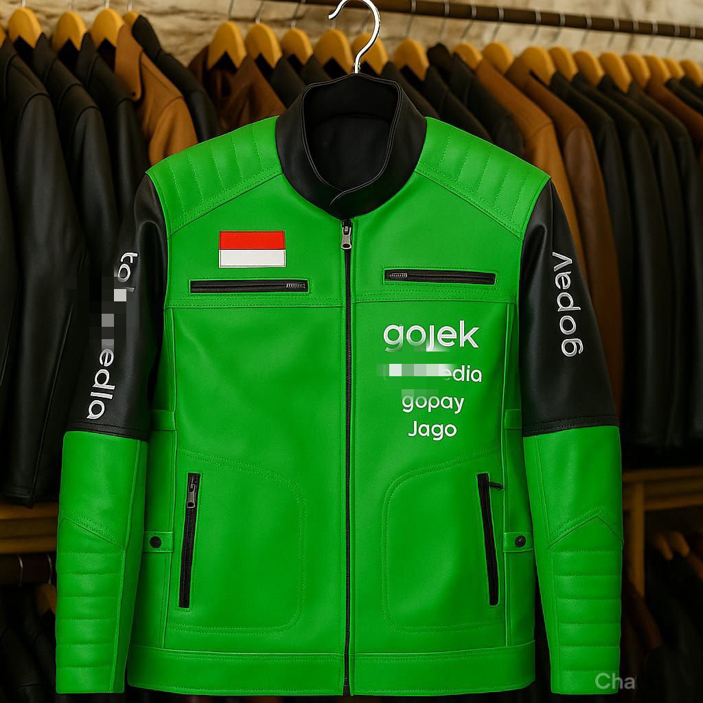 Jaket Kulit Asli Gojek Premium – Desain Eksklusif Rider & Fashion Pria