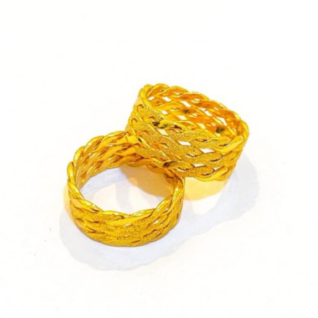 Cincin kawin rotan kerawang Lapis Emas 24krt Crum Emas Muda 8 gram Cincin Cewek Replika Premium Gold