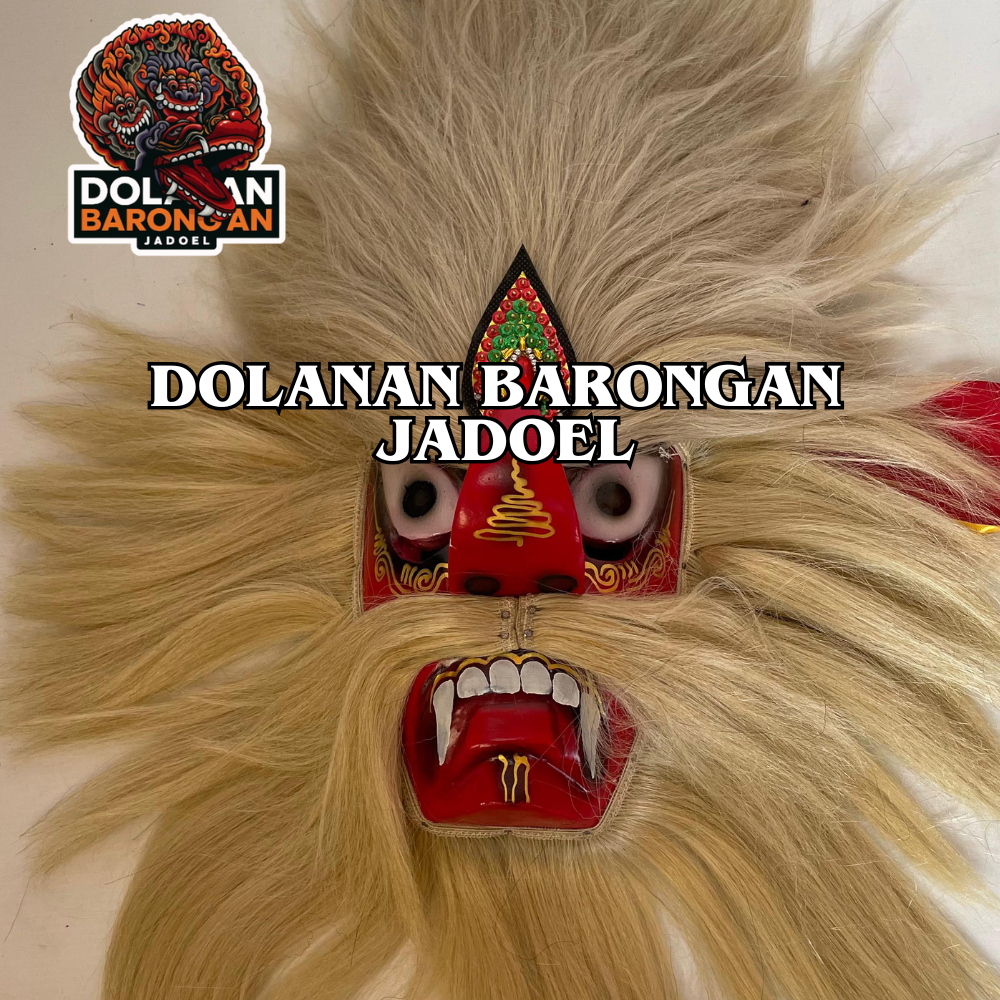 TOPENG BUJANG GANONG BAHAN KAYU RAMBUT PANJANG FULL PUTIH